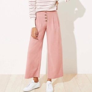 NEVER WORN LOFT size 4 pink high waist button fly wide leg crop pants